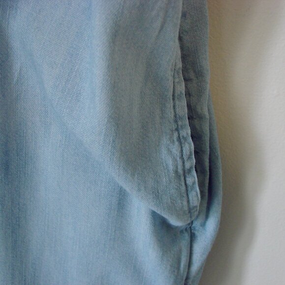 Blue Chambray Dress Old Navy Fit and Flare Cami Ruffle Tie Shoulder Size Small - Picture 7 of 11